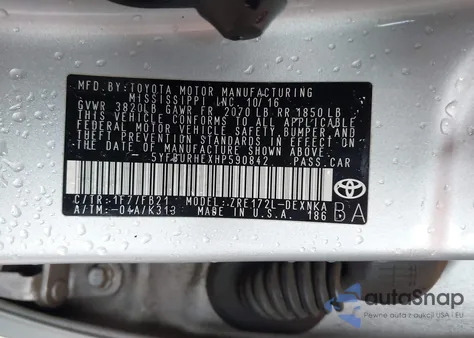 2017 Toyota Corolla Le из США, поврежденный, VIN 5YFBURHEXHP590842